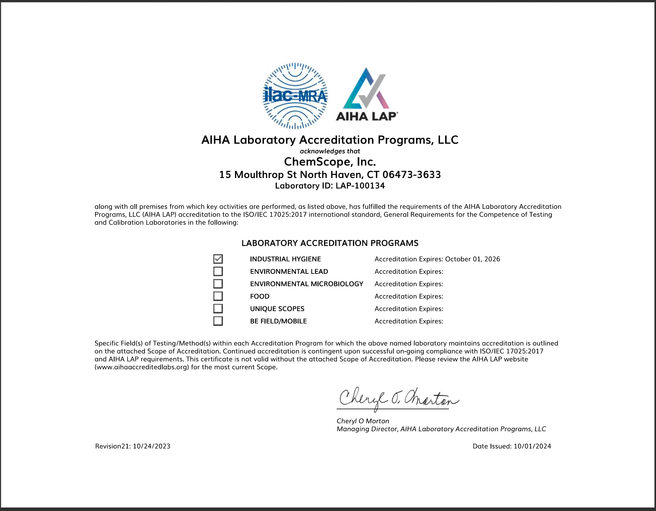 State of CT Cert exp 033127